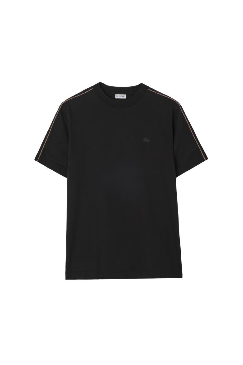 Check Piping Cotton T-shirt, Alternate, color, Black