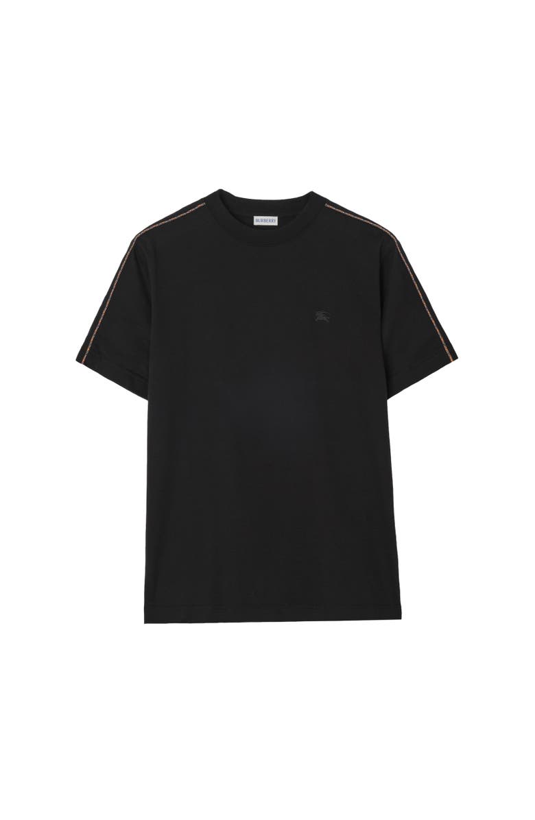 Burberry Check Piping Cotton T-shirt, Alternate, color, Black