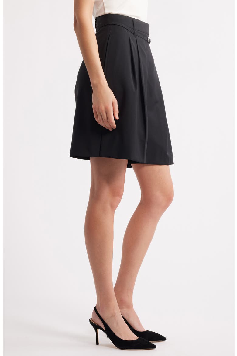 Taleda Belted High Waist Virgin Wool Shorts, Alternate, color, BLACK