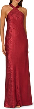 Adrianna Papell Foiled Trumpet Gown