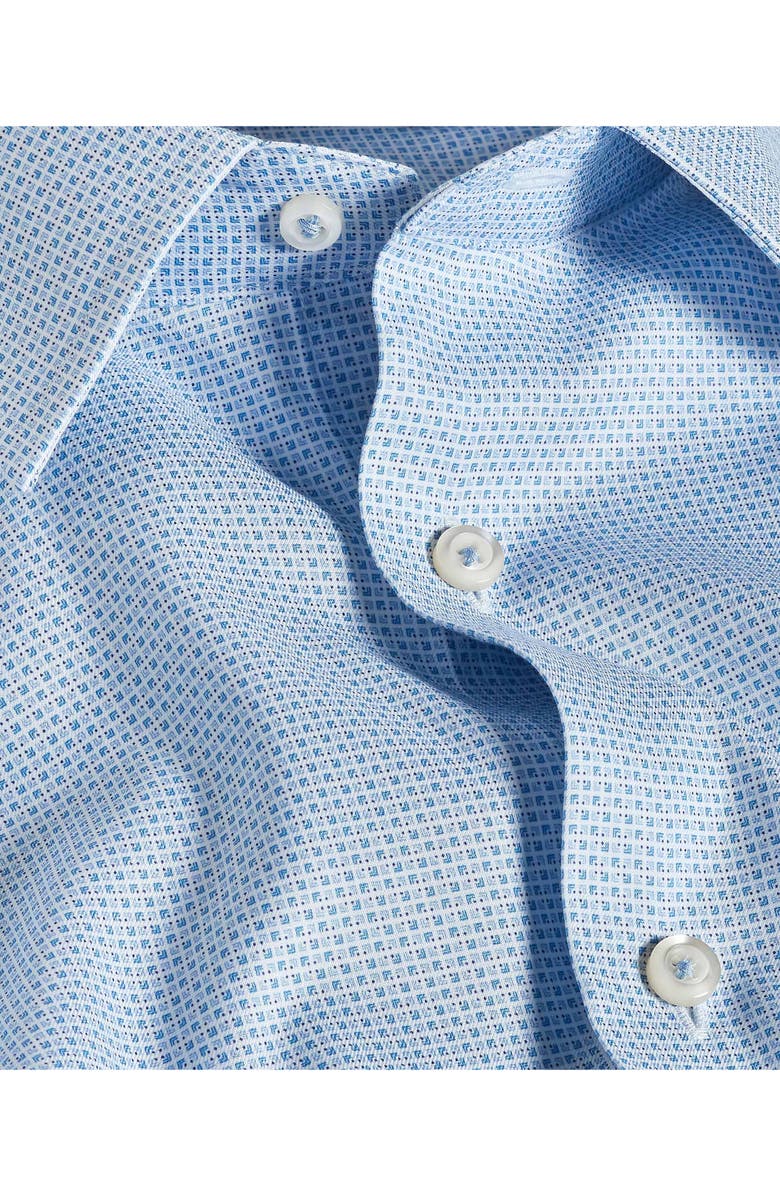 David Donahue Trim Fit Geometric Stretch Cotton Dress Shirt, Alternate, color, Sky