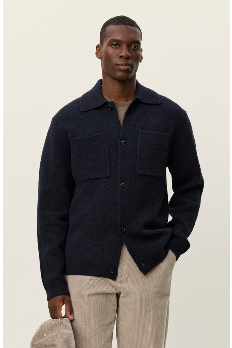 Fischer Wool Milano Knit Overshirt, Alternate, color, DARK NAVY