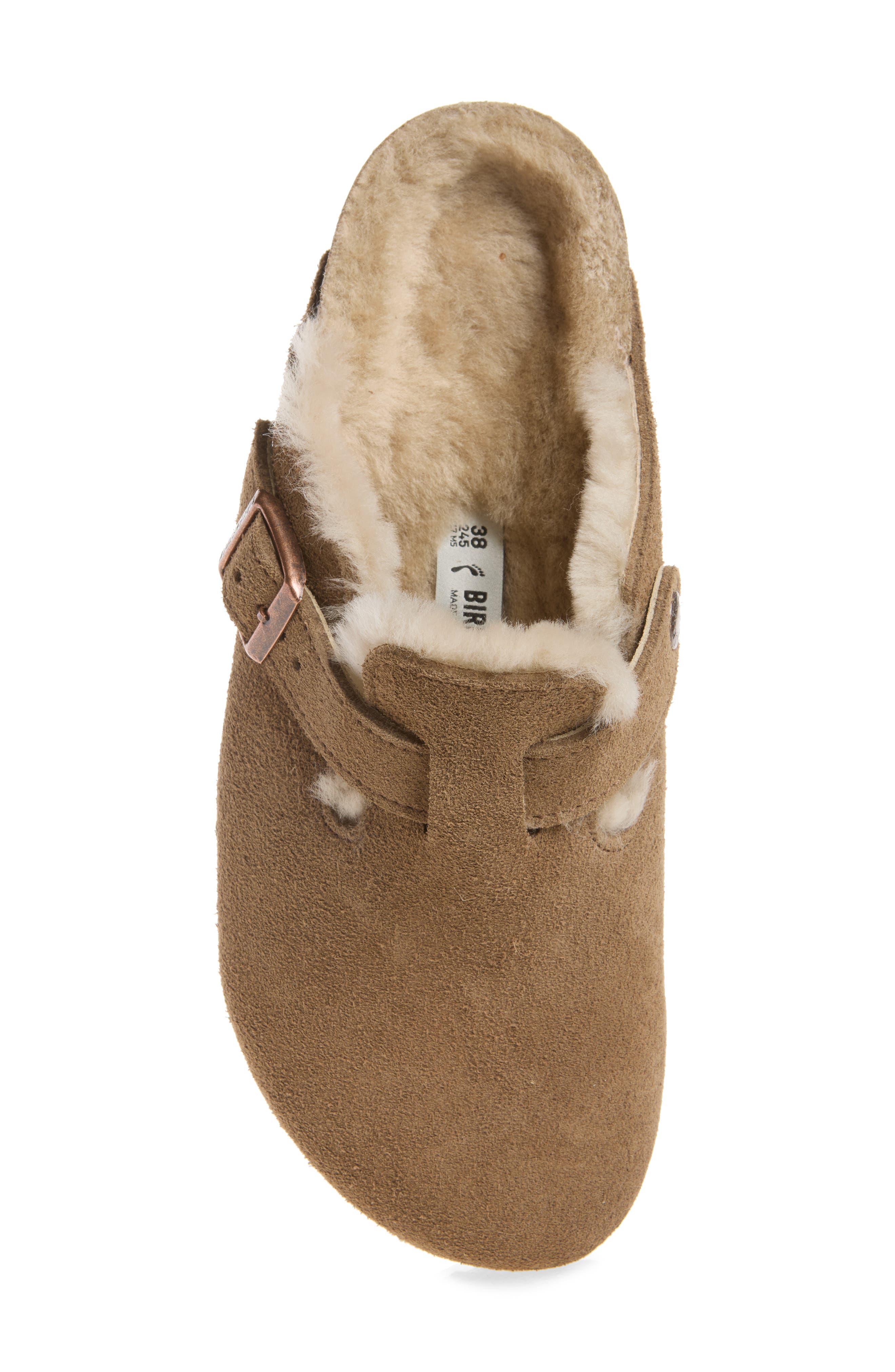 Boston Genuine Shearling Clog, Alternate, color, DARK TEA/ SANDCASTLE