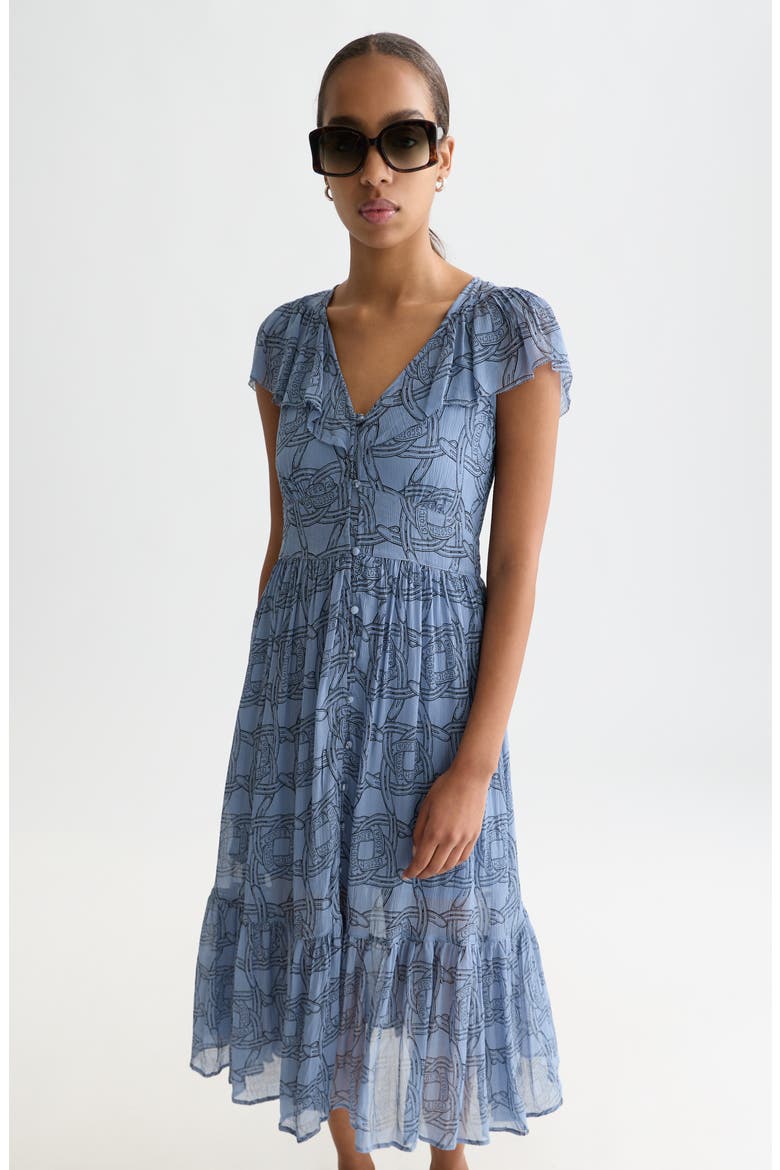 Print Chiffon Midi Dress, Alternate, color, HORSESHOES INFINITY