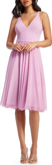 Dress the Population Alicia Lavender Midi Dress - Purple - S Dress the Population Alicia Lavender Midi Dress - Purple - S