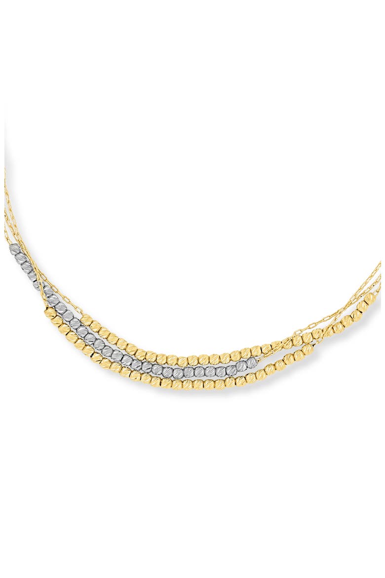 14K Gold Two-Tone Double Beaded Chain Bracelet, Alternate, color, 14K WHITE GOLD/ YELLOW GOLD