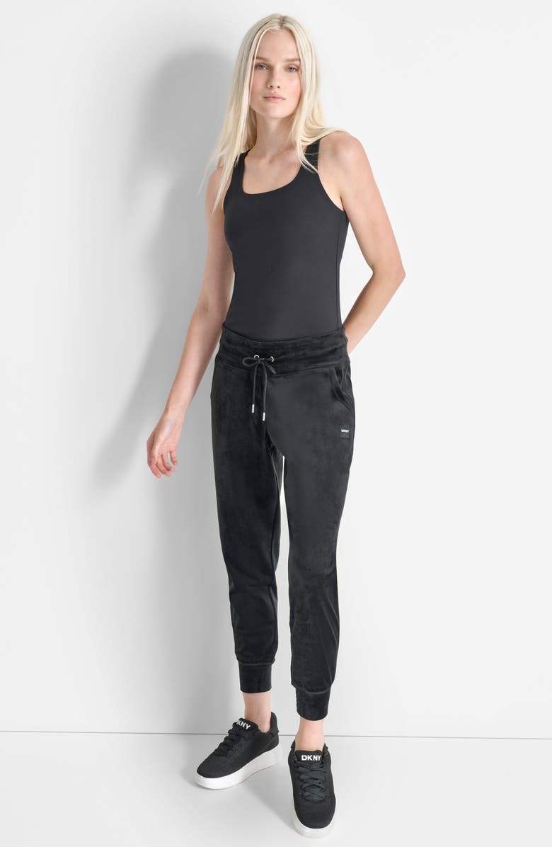 DKNY Platinum Velour Slim Fit Joggers, Alternate, color,