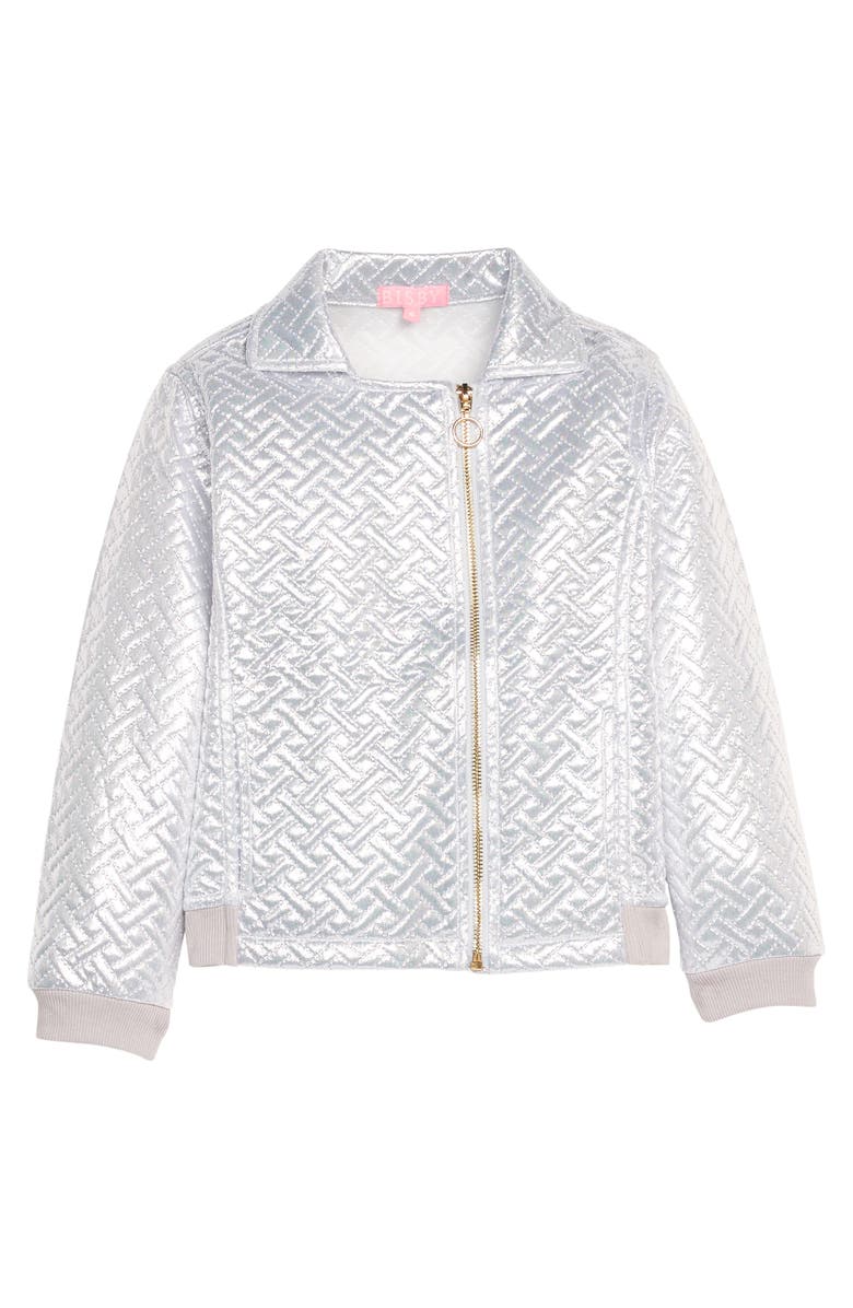 BISBY Kids' Quilted Moto Jacket, Alternate, color, Silver