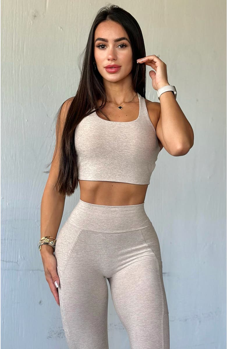 Bombshell Sportswear Viral Tank Bra, Alternate, color, Taupe