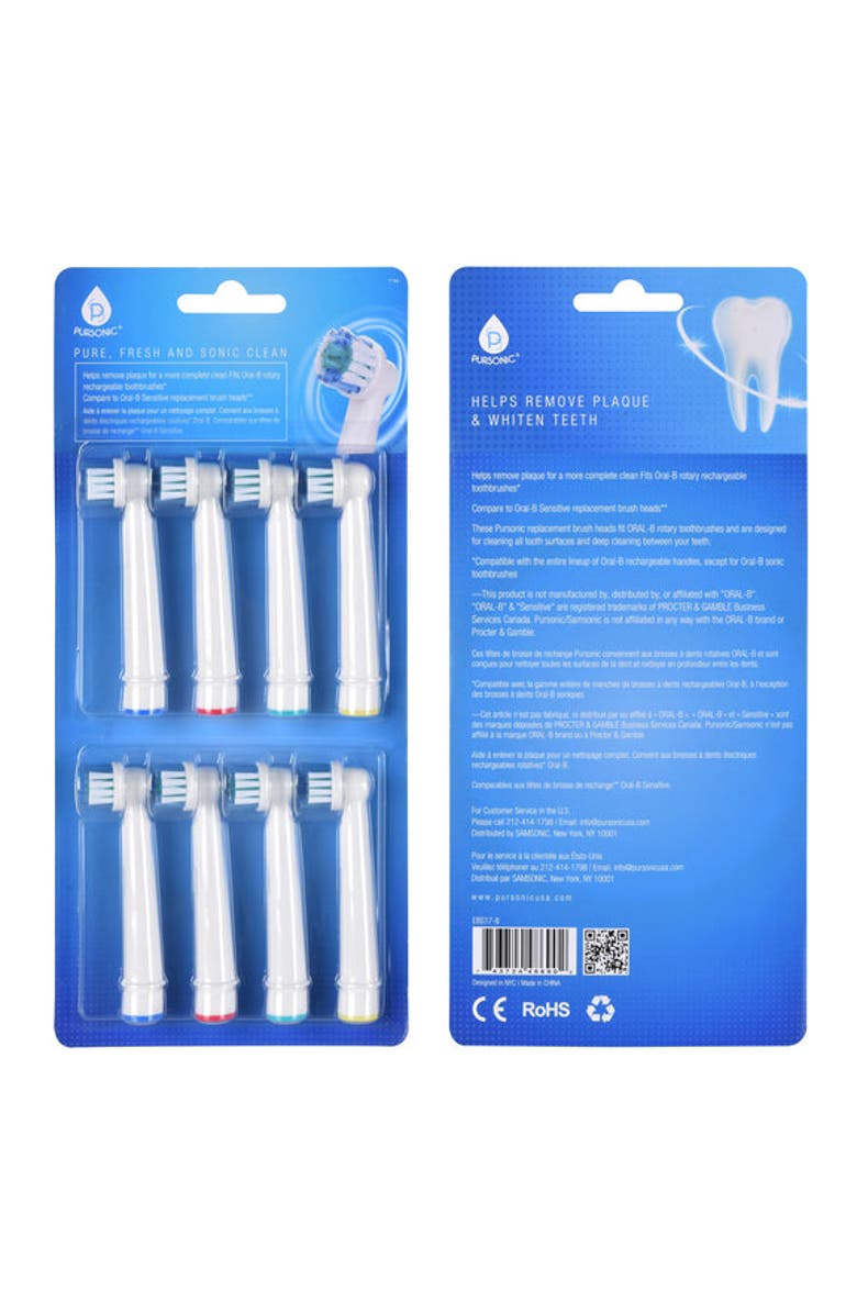 PURSONIC 8 Pack Power Sensitive Replacement Brush Heads for Oral-B, 8 Count, Main, color, Multicolor