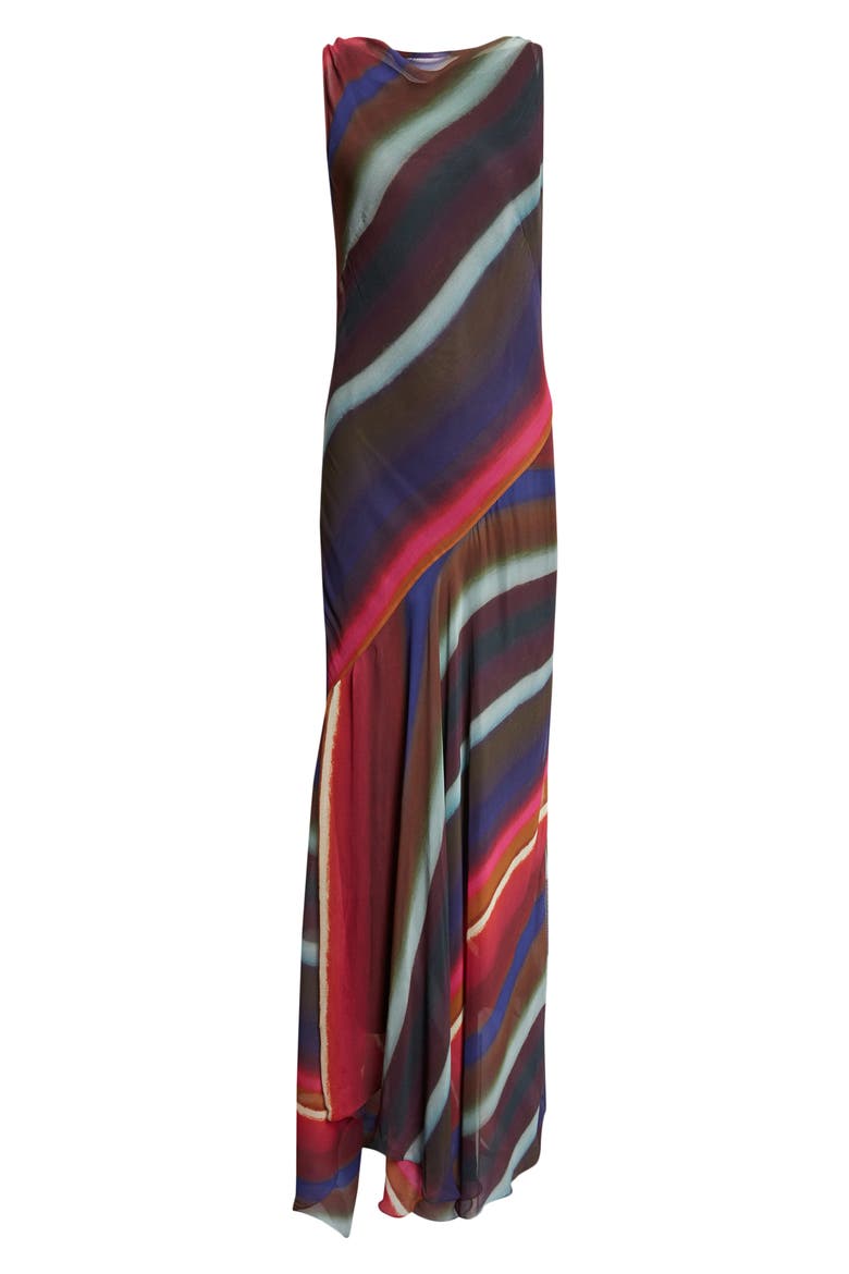 Louie Stripe Cowl Back Bias Crinkle Chiffon Gown, Alternate, color, ROUX