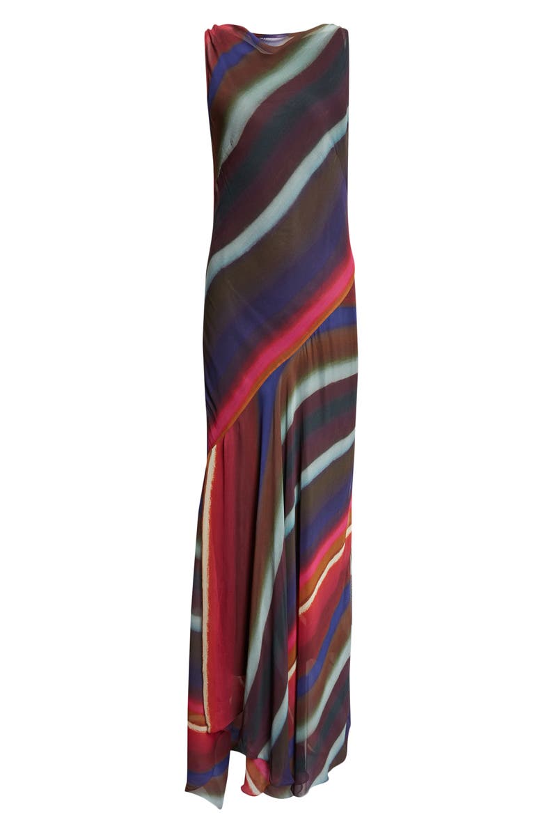 Christopher John Rogers Louie Stripe Cowl Back Bias Crinkle Chiffon Gown, Alternate, color, Roux