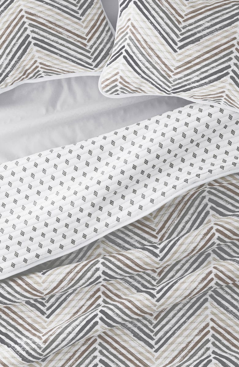 HOMESPUN All Season Diamond Chevron Reversible Down Alternative Quilt & Sham Set, Alternate, color, Light Gray