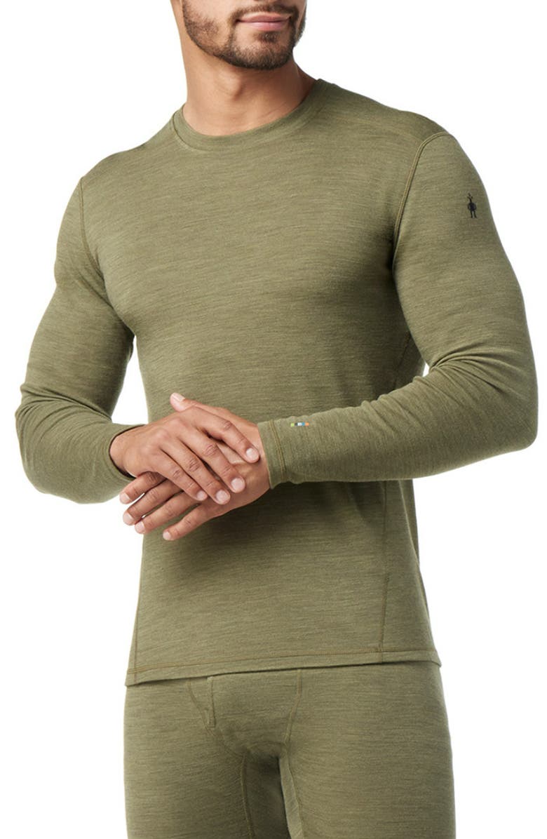 Smartwool Classic Long Sleeve Merino Wool Thermal Top, Main, color, Winter Moss Heather