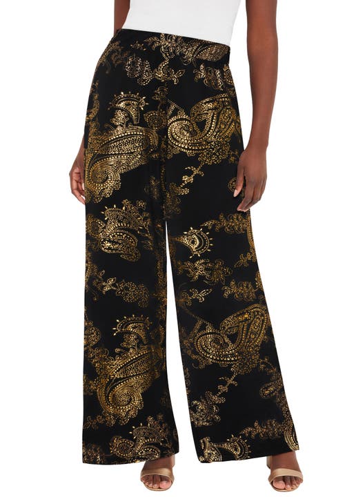 Jessica London Stretch Knit Wide Leg Pant In Multi
