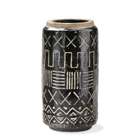 Ondo Tall Decorative Vase Black Multi Terracotta Home Decor