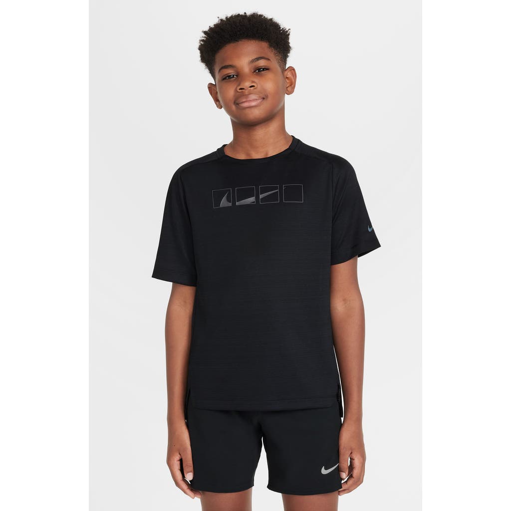 Nike Kids' Dri-fit Multi Tech Graphic T-shirt In Black/black