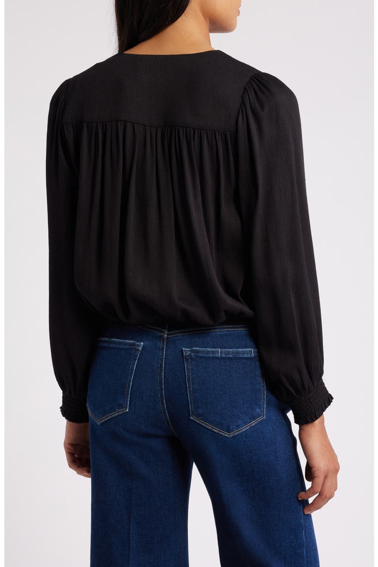 Long Sleeve Wrap Top, Alternate, color, BLACK
