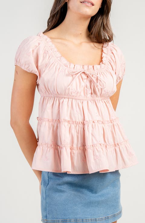 Tiered Poplin Babydoll Top