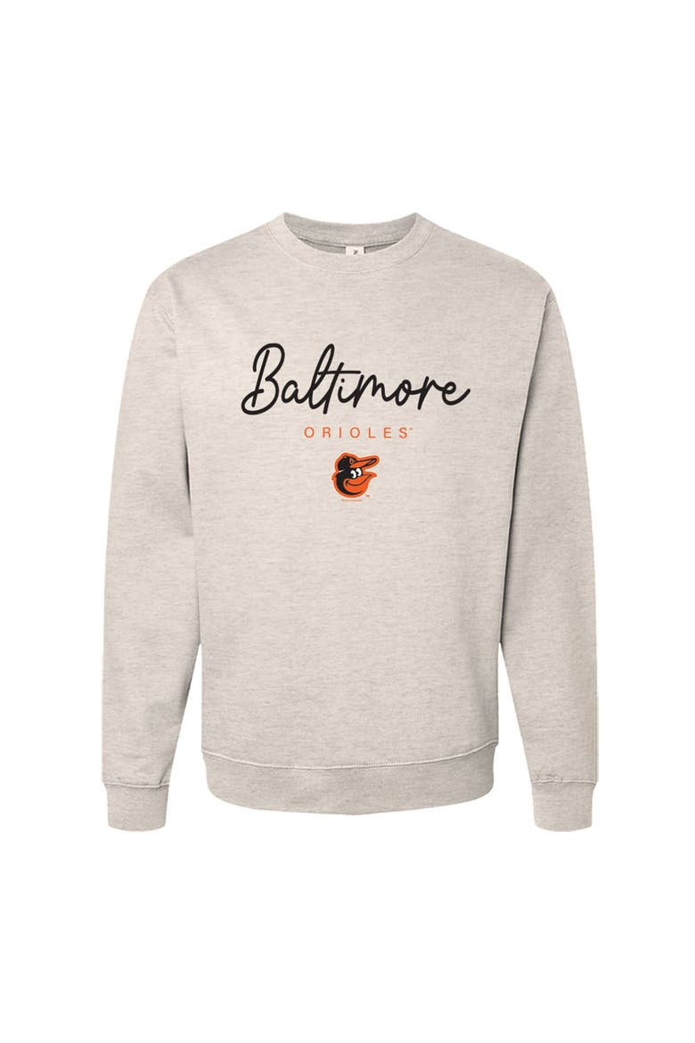 Women's Soft as a Grape  Oatmeal Baltimore Orioles Pigment Dye Crewneck Sweatshirt, Main, color, Oatmeal