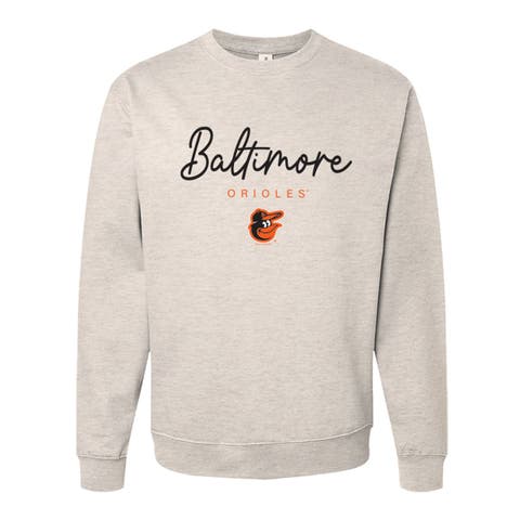 Women's Soft as a Grape  Oatmeal Baltimore Orioles Pigment Dye Crewneck Sweatshirt