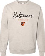 SOFT AS A GRAPE Women's Soft as a Grape Oatmeal Baltimore Orioles Pigment Dye Crewneck Sweatshirt