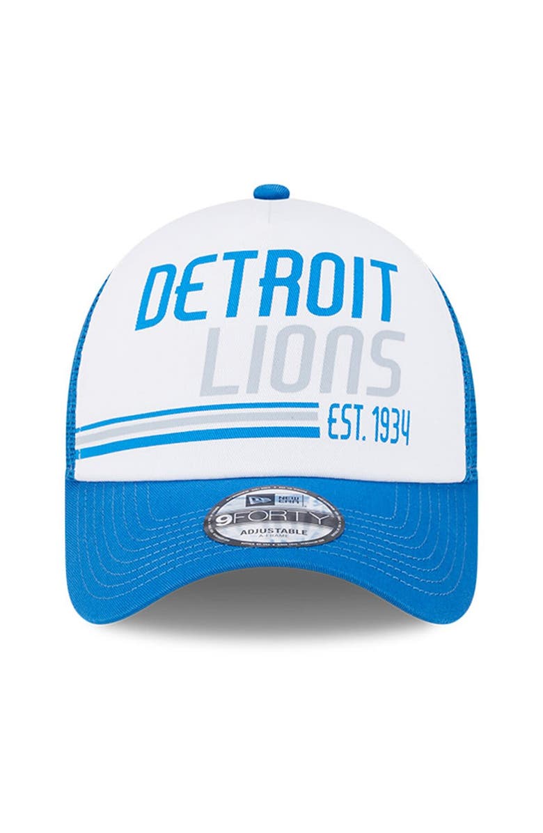 New Era Men's New Era White/Blue Detroit Lions Stacked A-Frame Trucker 9FORTY Adjustable Hat, Alternate, color, 