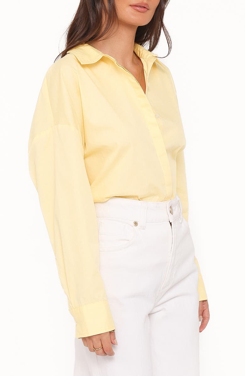 Petal & Pup Inez Scallop Back Detail Cotton Button-Up Shirt, Alternate, color, Yellow