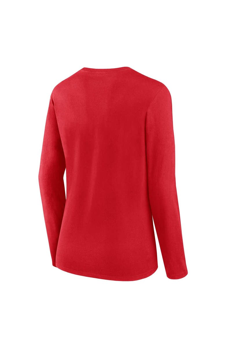 FANATICS Women's Fanatics Branded Red Washington Nationals Run The Bases Long Sleeve T-Shirt & Cuffed Knit Hat with Pom Combo Set, Alternate, color, Red