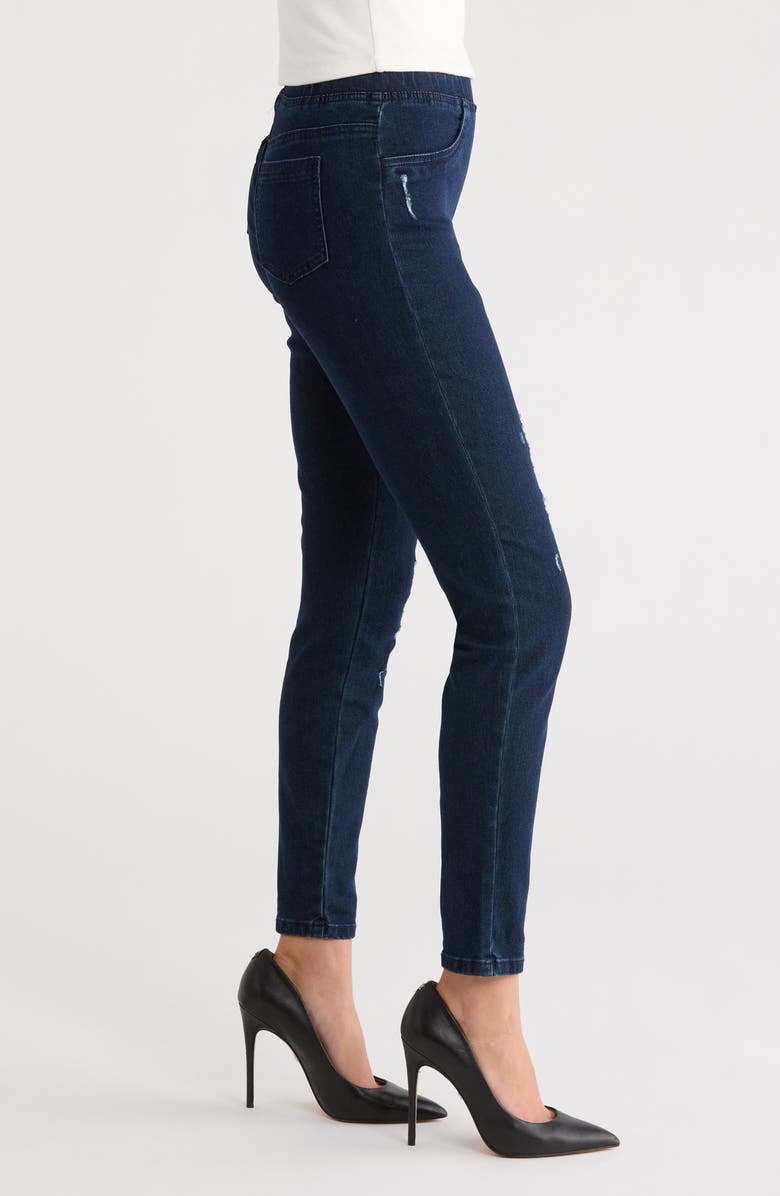 Hue Distressed Denim Ankle Leggings, Alternate, color, Midnight Rinse