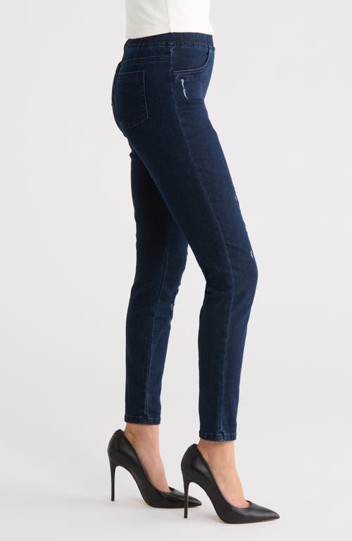 Hue Distressed Denim Ankle Leggings In Blue