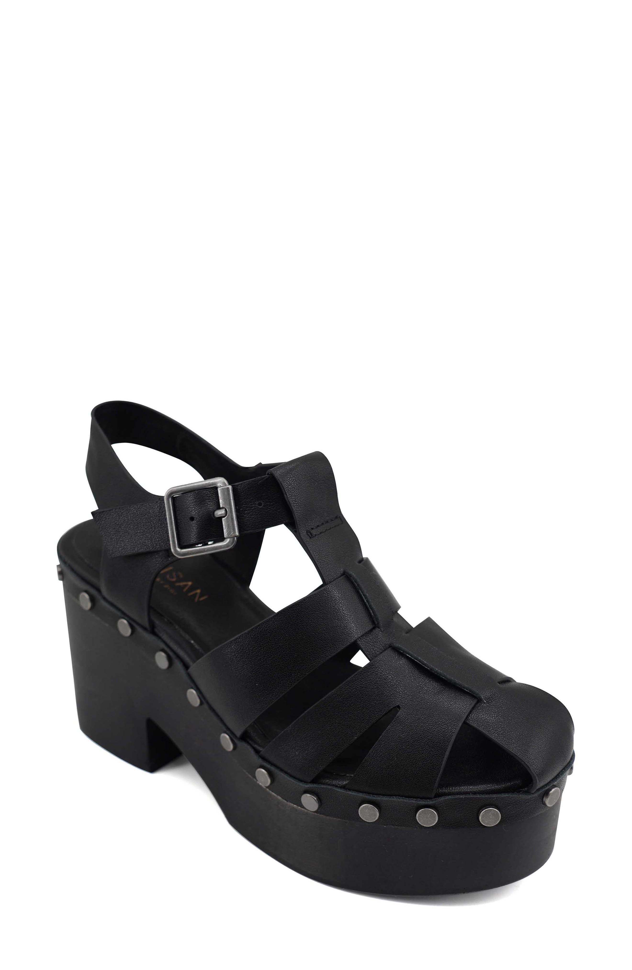 Artisan Crafted By Zigi Lorenza Platform Fisherman Sandal, Main, color, Black Leather