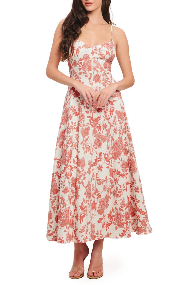 Floral Midi Sundress, Main, color, IVORY CORAL