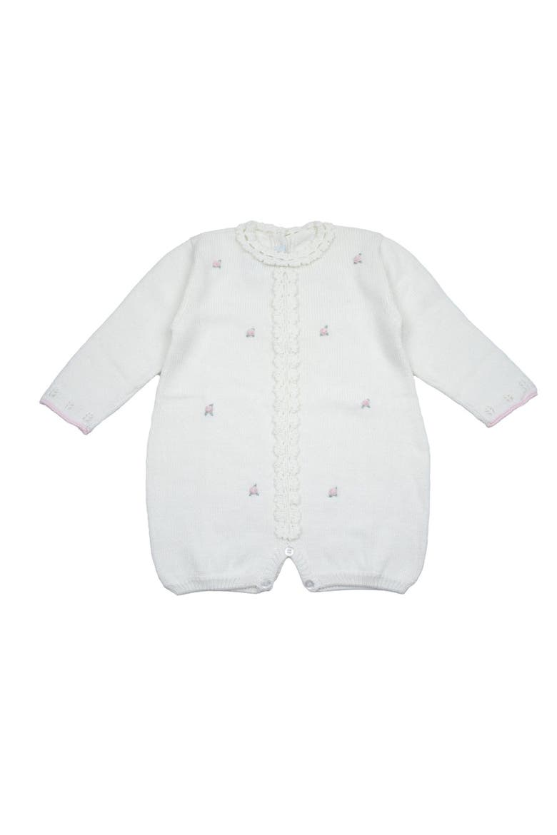 Rosette Knit Bubble Romper, Main, color, Ivory