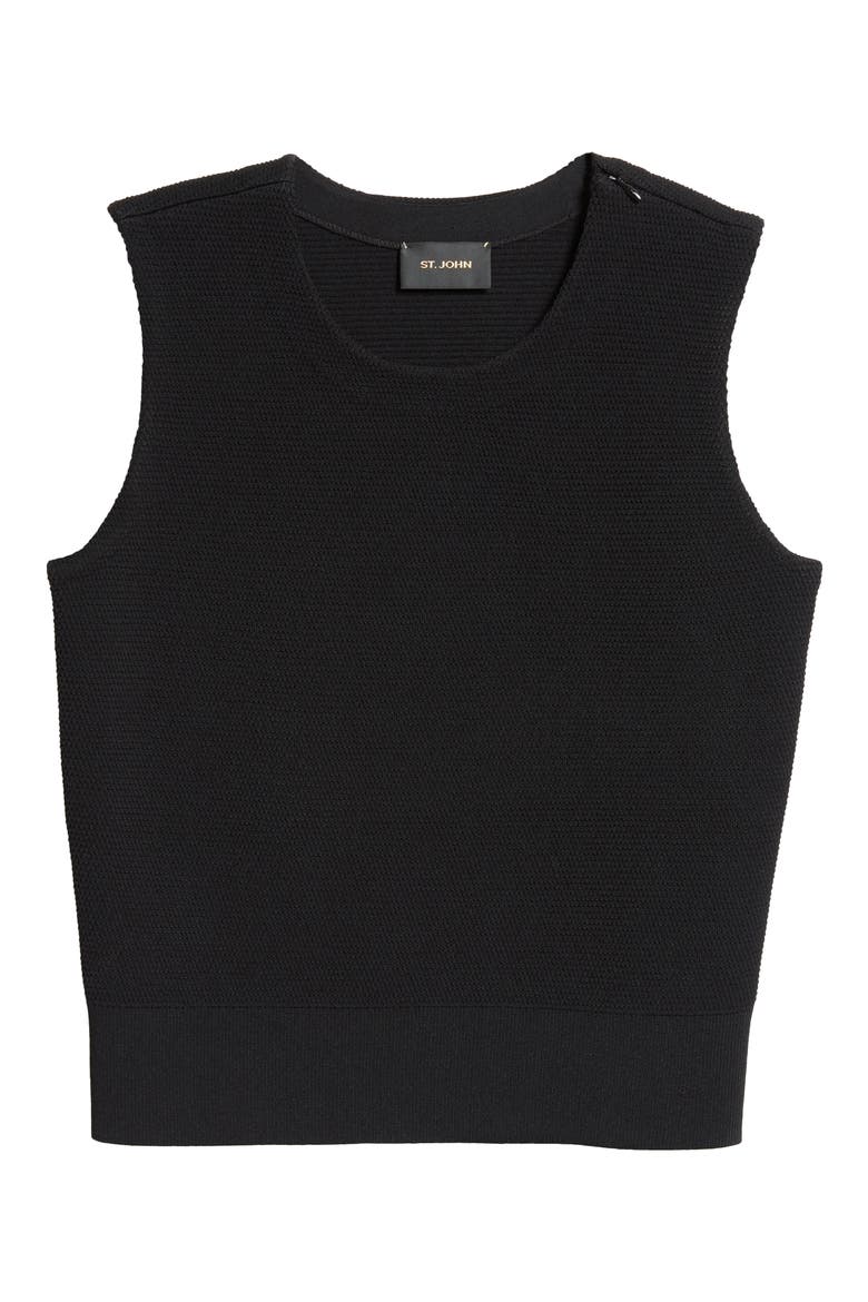 Piqué Knit Shell, Alternate, color, BLACK