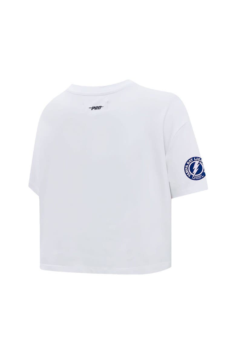 Women's Pro Standard White Tampa Bay Lightning Boxy Script Tail Cropped T-Shirt, Alternate, color, White