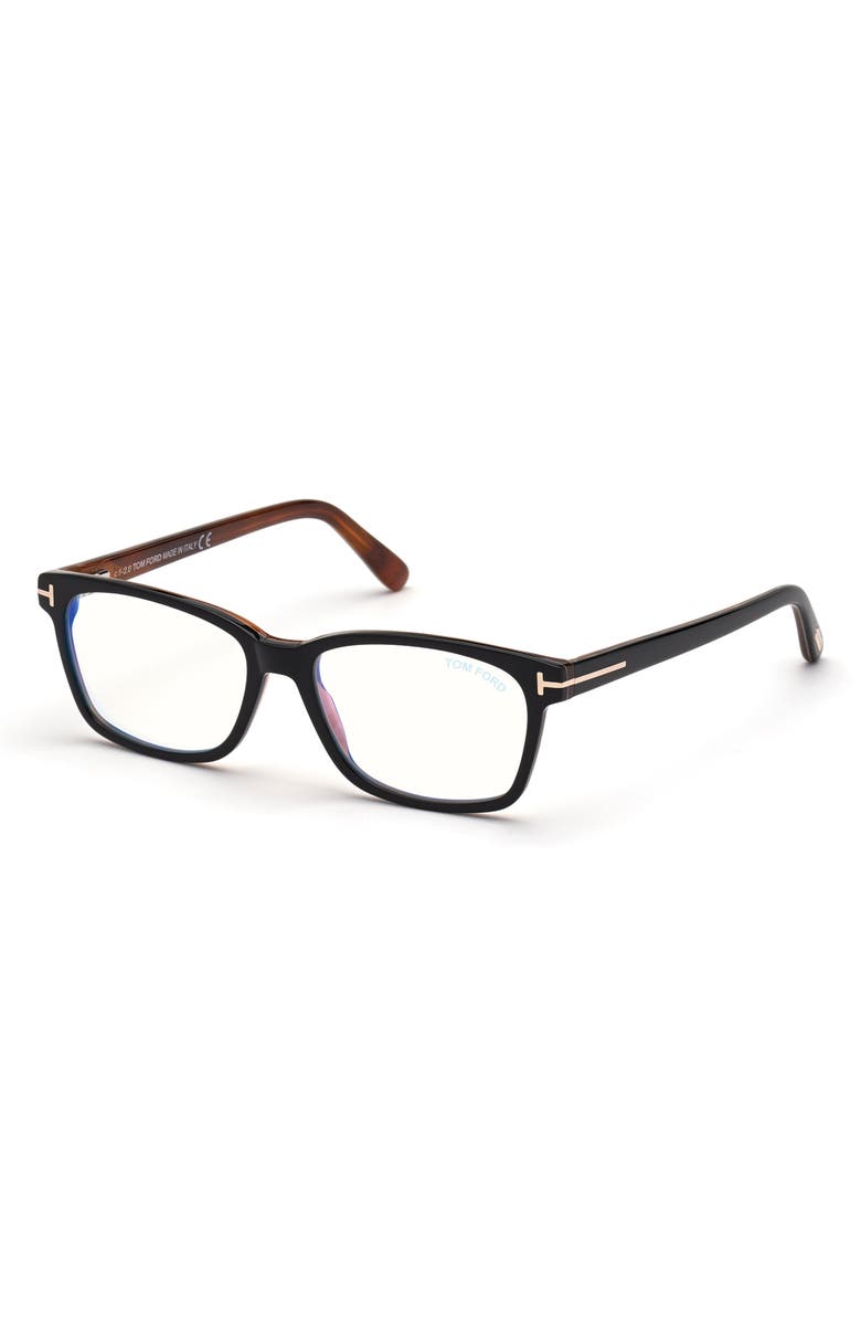 TOM FORD 53mm Rectangular Blue Light Blocking Optical Glasses, Alternate, color,
