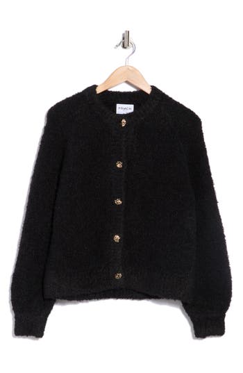 Frnch High Winter Button Front Cardigan In Black