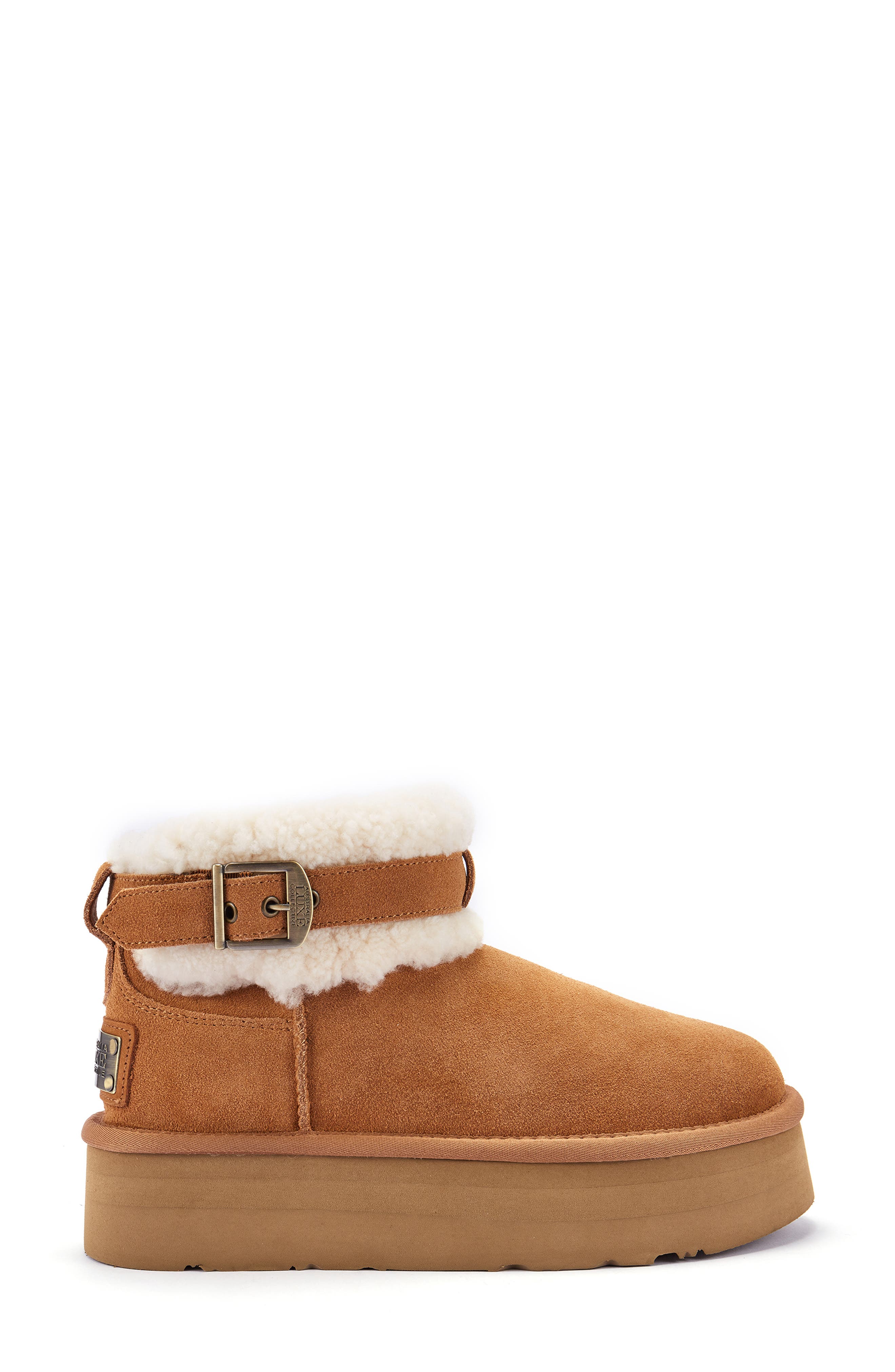 Australia Luxe Collective Eden Genuine Shearling Platform Bootie, Alternate, color, Chestnut