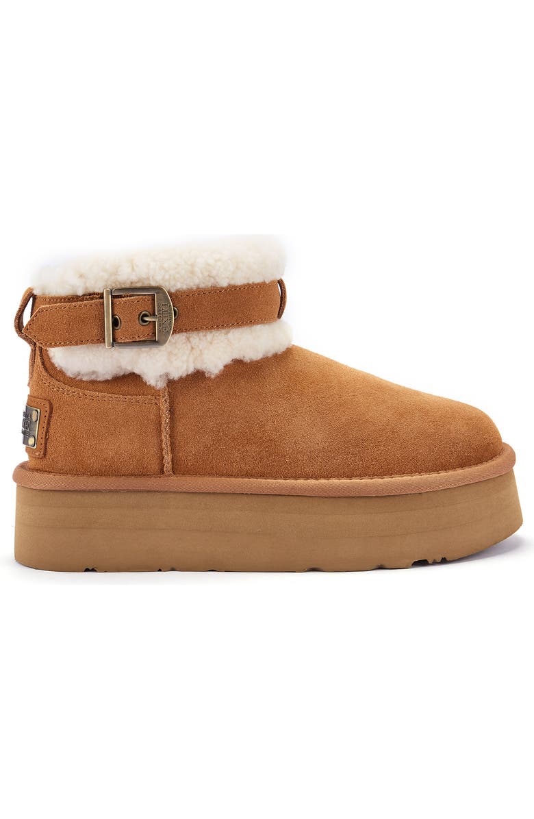 Australia Luxe Collective Eden Genuine Shearling Platform Bootie, Alternate, color, Chestnut