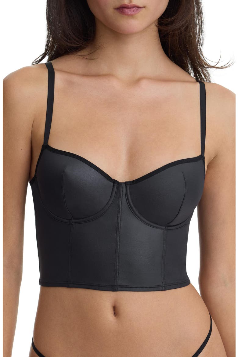 Late Night Faux Leather Corset Cami, Main, color, Black