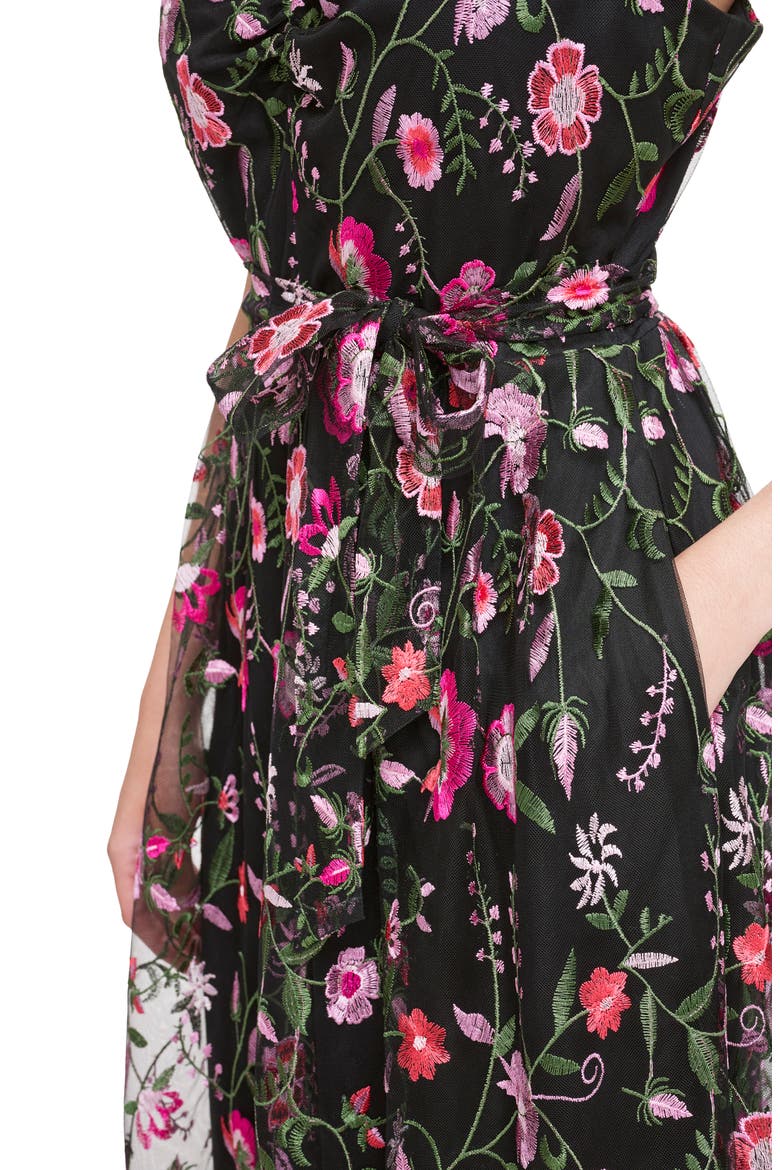 Floral Embroidered Maxi Dress, Alternate, color, BLACK MULTI