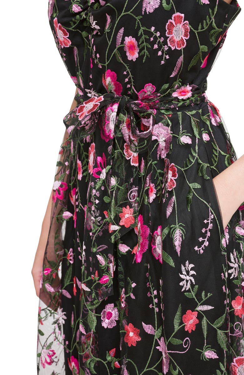 Kensie Floral Embroidered Maxi Dress, Alternate, color, Black Multi