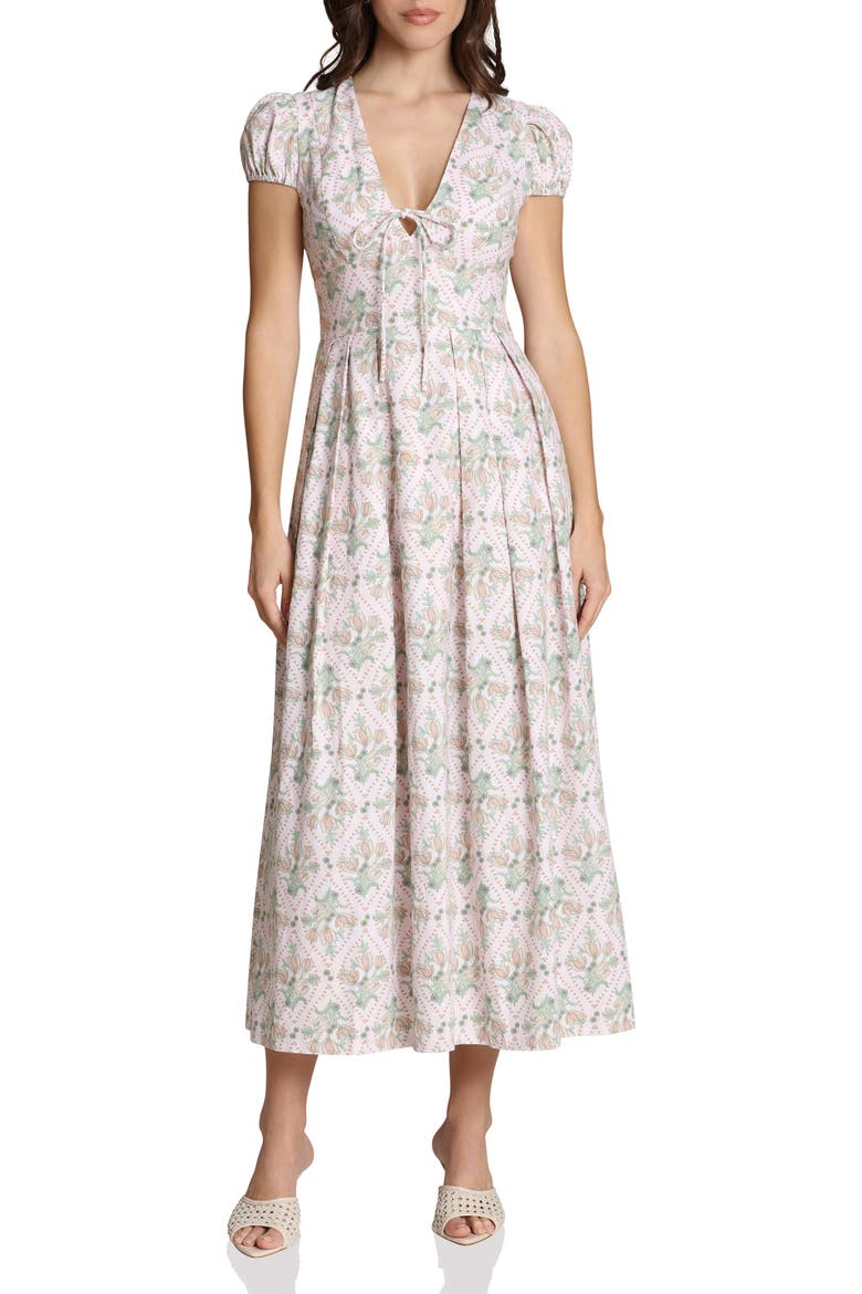 floral linen blend flare dress Ann Taylor Floral Flare Midi Dress in Linen Blend Size 2 Rich Walnut Women's