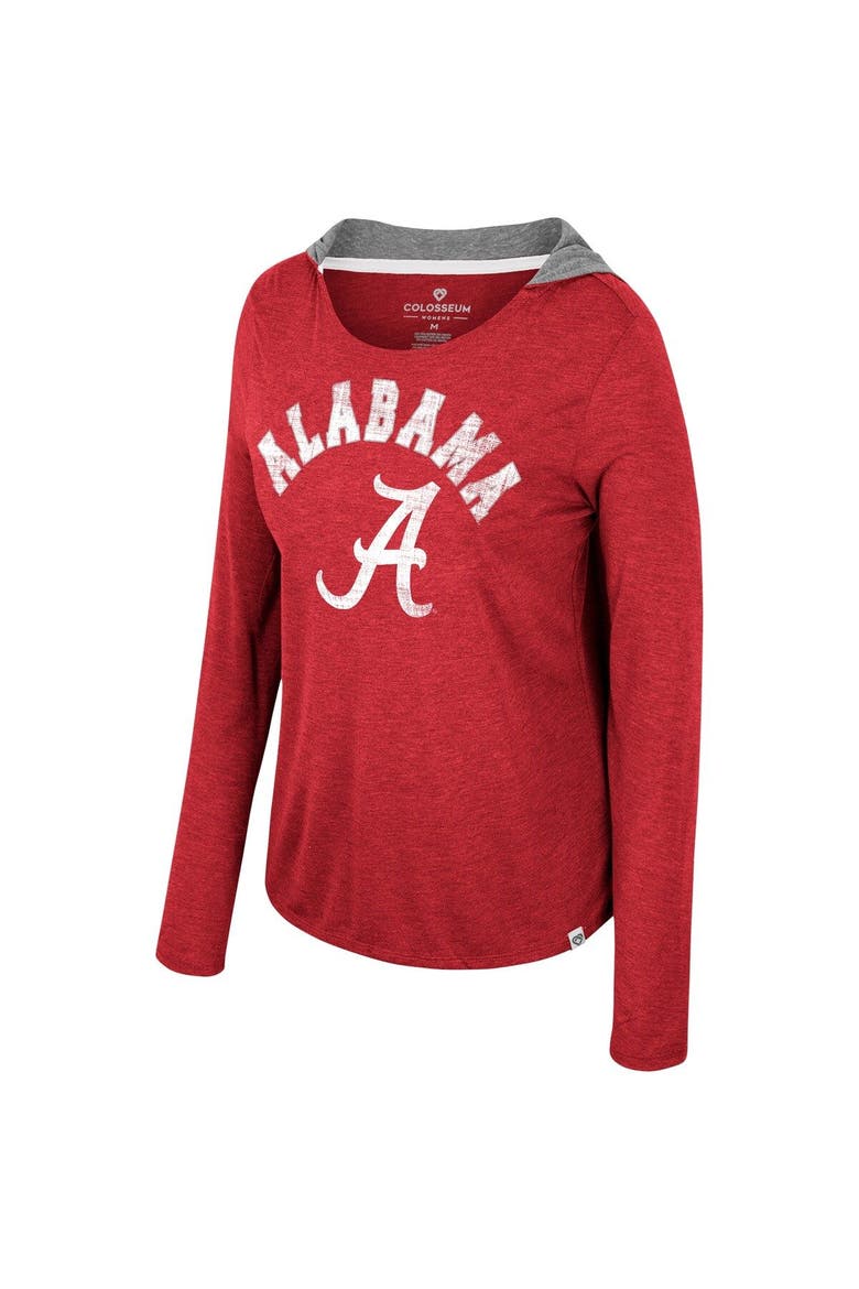 Women's Colosseum  Crimson Alabama Crimson Tide Distressed Heather Long Sleeve Hoodie T-Shirt, Alternate, color, Crimson