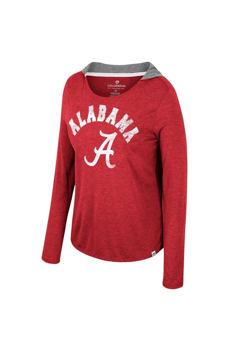 COLOSSEUM Women's Colosseum Crimson Alabama Crimson Tide Distressed Heather Long Sleeve Hoodie T-Shirt, Alternate, color,