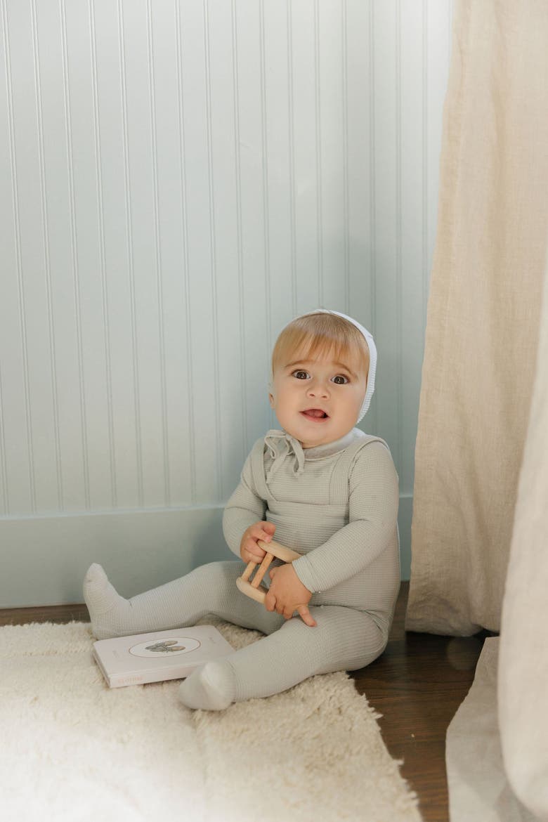 Embroidered Collar Collection - Bodysuit + Overalls + Bonnet, Alternate, color, Blue