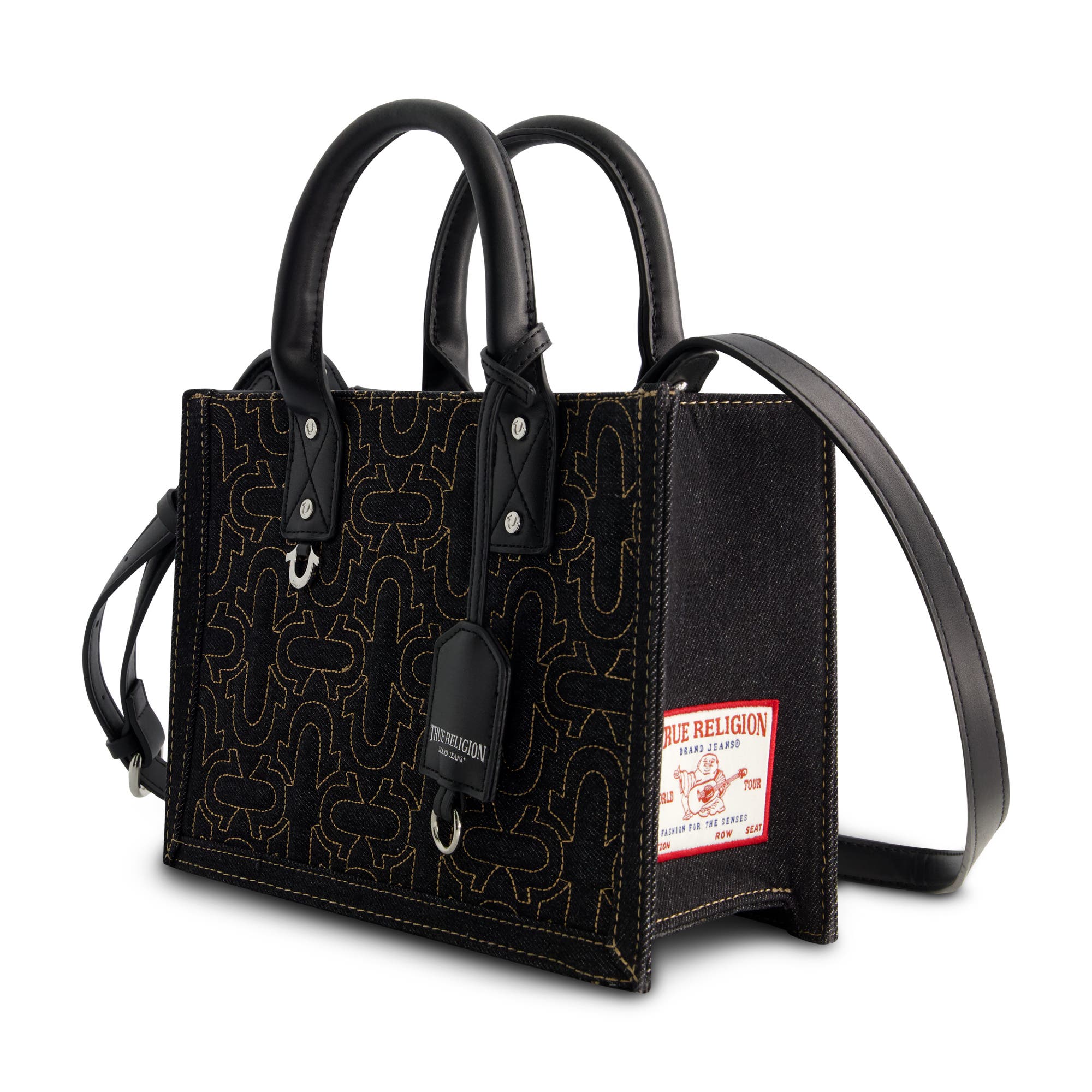 True Religion Quilted Horseshoe Modern Tote, Alternate, color, Denim