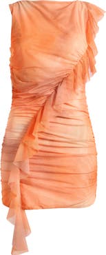 Mistress Rocks Ruffle Side Drape Sleeveless Mesh Minidress