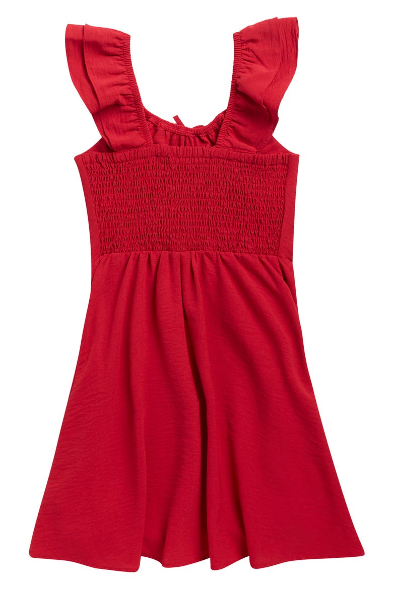 Kids' Flutter Sleeve Ruffle Dress, Alternate, color, RED